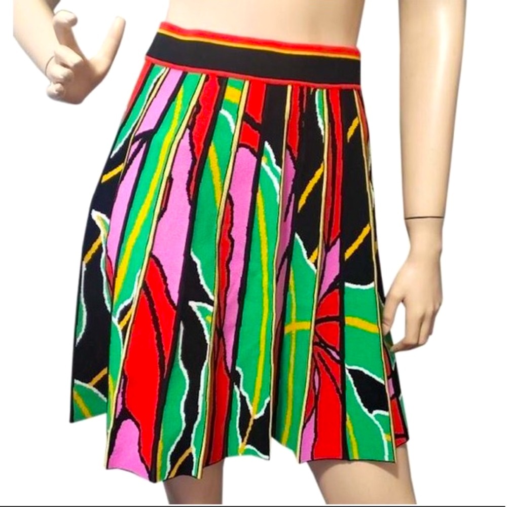 DVF Parker Knit Floral Botanical Pleat Skirt